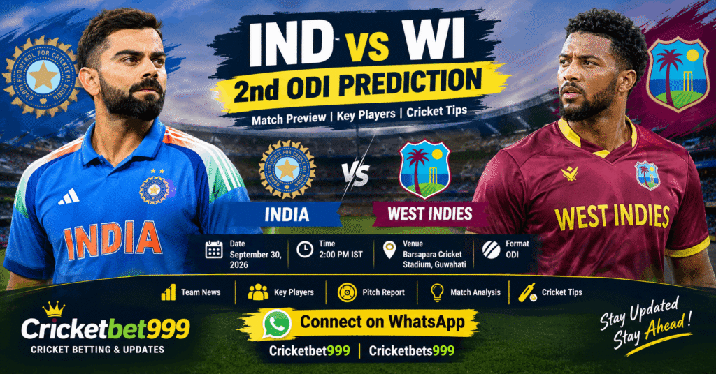 IND vs WI 2nd ODI Prediction: Match Preview, Key Players & Cricket Tips